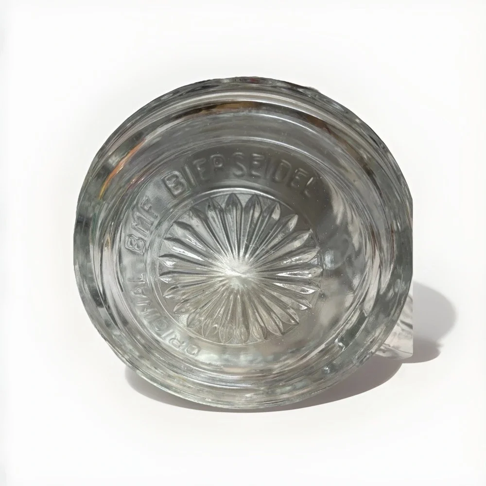 BMF German Glass Lidded Stein with Pewter‎ Lid Breweriana Collectible Germany